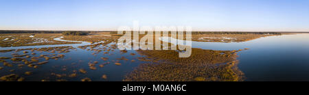 180 Grad Panorama von Küsten Mündung in South Carolina Stockfoto