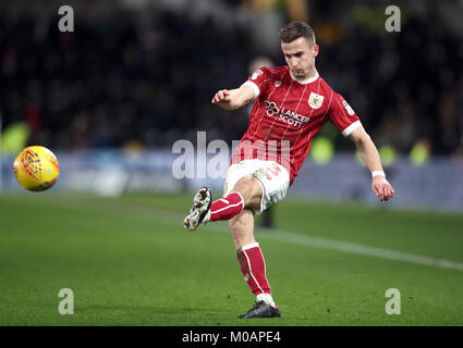 Bristol City Joe Bryan während der Sky Bet Championship Match im Pride Park, Derby. PRESS ASSOCIATION Foto. Bild Datum: Freitag, 19. Januar 2018. Siehe PA-Geschichte Fußball-Derby. Photo Credit: Nick Potts/PA-Kabel. Einschränkungen: EDITORIAL NUR VERWENDEN Keine Verwendung mit nicht autorisierten Audio-, Video-, Daten-, Spielpläne, Verein/liga Logos oder "live" Dienstleistungen. On-line-in-Verwendung auf 75 Bilder beschränkt, kein Video-Emulation. Keine Verwendung in Wetten, Spiele oder einzelne Verein/Liga/player Publikationen. Stockfoto