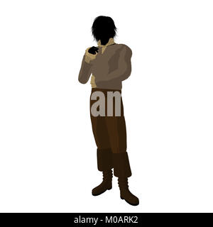 Ludwig van Beethoven Silhouette auf weißem Hintergrund Stockfoto