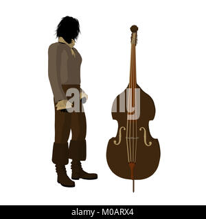 Ludwig van Beethoven mit einem Cello auf weißem Hintergrund Stockfoto