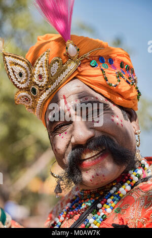 Die bunten Turbanen von Rajasthan, Indien Stockfoto