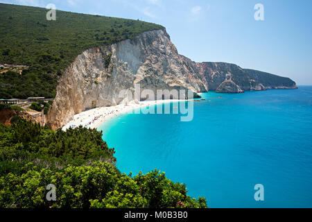 Blick auf Porto Katsiki Strand auf Lefkada Insel in Griechenland Stockfoto