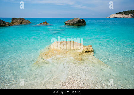 Blick auf Porto Katsiki Strand auf Lefkada Insel in Griechenland Stockfoto