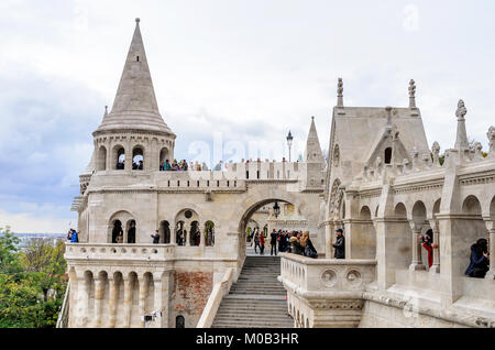 Fischerbastei in Budapest. Observation Deck. Stockfoto