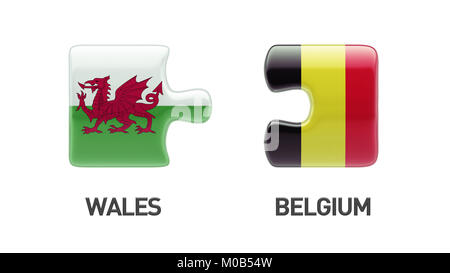 Wales Belgien Hochauflösende Puzzle Konzept Stockfoto