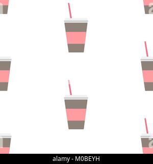 Nahtlose, sich wiederholendes Muster mit Kaffeetasse auf weißem Hintergrund. Vector Illustration Stock Vektor