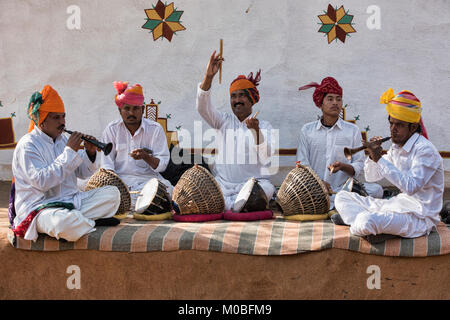 Rajasthani Folk Musiker, Udaipur, Indien Stockfoto