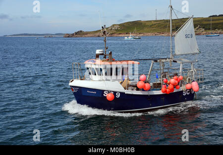 Die traditionelle Fischerei Cornish Boot (Goodwill), Hugh Town Harbour St Marys Insel, Isles of Scilly, England, Cornwall, Großbritannien. Stockfoto