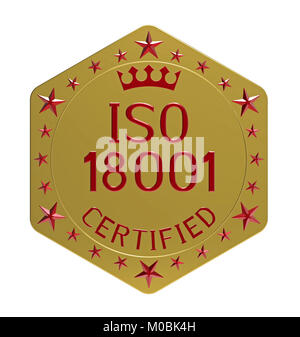 ISO 18001 Standard, Arbeitsschutz management system, 3D-Rendering, isoliert auf weißem Stockfoto