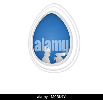 Abbildung: Osterhase, Hase im Loch papercut Kunst vektor Hintergrund Stock Vektor