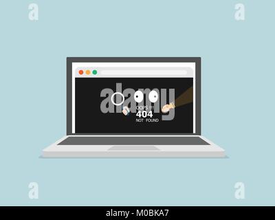 Abbildung: Fehler 404 Seite nicht auf Laptop gefunden Stock Vektor