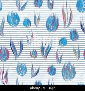 Florale nahtlose Muster. Ölfarbe Tulpen auf dem abisolierten Hintergrund. Vektor Stock Vektor