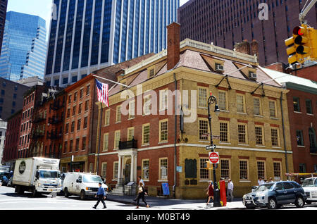 Historische Orte mit der Geschichte von Alexander Hamilton in Leben und Tod verknüpft ist; in der bestehenden Fraunces Tavern Pearl st Manhattan New York Stockfoto