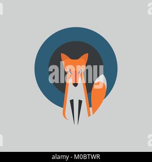 Vektor Bild von einem Fuchs Design auf einem grauen Hintergrund mit blauen und grauen Runden. Fox ist auf spezielle Schicht. Stock Vektor