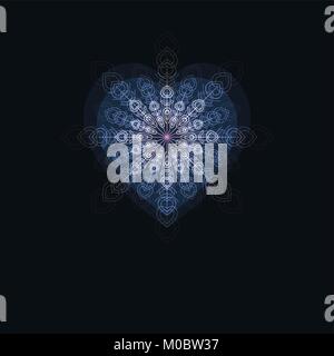 Zierpflanzen verspieltes Herz als Hintergrund für elegante und originelle Valentin Grusskarten etc. blaue Version. Stock Vektor