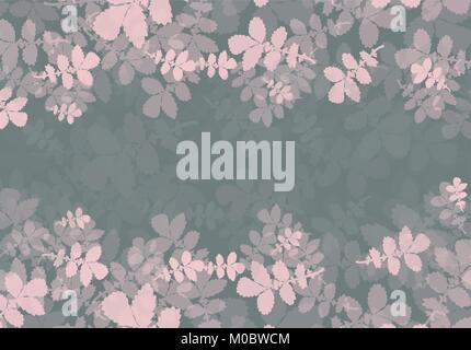 Vector Hintergrund. Rosa Blätter auf grauem Hintergrund. Stock Vektor