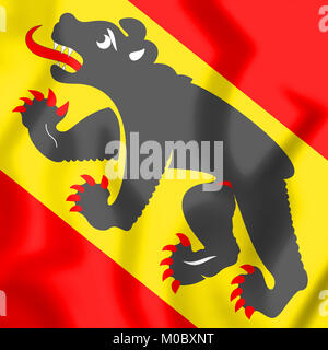 3D Flagge der Kanton Bern, Schweiz. 3D Illustration. Stockfoto