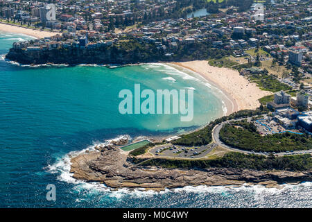 Luftbild mit Süßwasser Beach in New South Wales, Australien Stockfoto