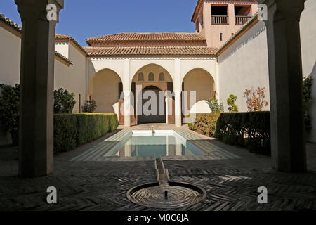 Alcazaba de Málaga Spanien Patio de la Alberca Stockfoto