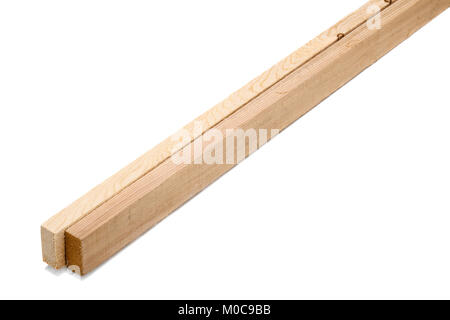 Zwei Holzbalken auf weißem Hintergrund Stockfoto