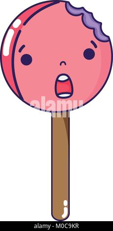 Kreis Eis am Stiel kawaii überrascht Stock Vektor