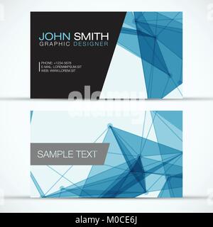 Elegante und moderne Business Card Set - Blau Polygon Mesh auf weißem Hintergrund-EPS 10 Vektor Design Stock Vektor