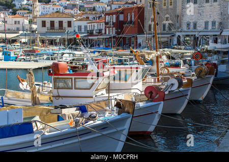Pier der Insel Hydra, Ägäis, Griechenland. Stockfoto