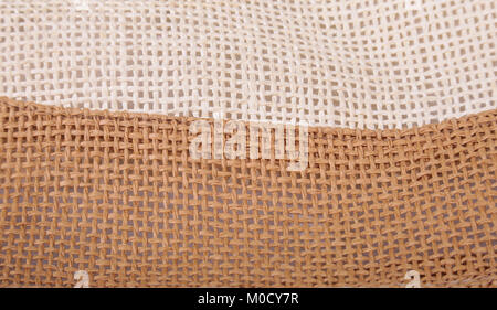 Texsture mit Leinwand Strandtasche. Close-up. Leinwand Hintergrund Stockfoto