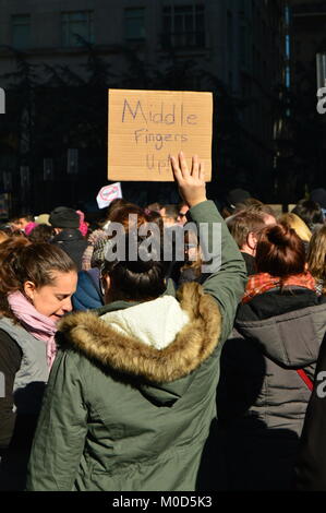 New York, NY, USA, 20. Januar 2018 Hunderttausende auf die Straßen gehen im März der Frauen in New York City Credit teilzunehmen: James Kirkikis/Alamy leben Nachrichten Stockfoto