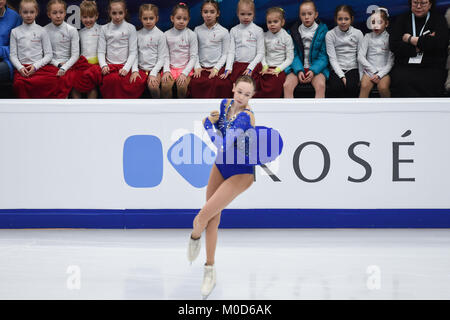 Moskau, Russland. 20 Jan, 2018. Anita Ostlund Schweden konkurriert während der Damen Kür beim ISU-europäischen Eiskunstlauf-WM 2018 in Moskau, Russland, Jan. 20, 2018. Credit: Evgeny Sinitsyn/Xinhua/Alamy leben Nachrichten Stockfoto