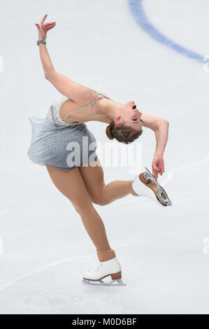 Moskau, Russland. 20 Jan, 2018. Eliska Brezinova der Tschechischen Republik konkurriert während der Damen Kür beim ISU-europäischen Eiskunstlauf-WM 2018 in Moskau, Russland, Jan. 20, 2018. Credit: Evgeny Sinitsyn/Xinhua/Alamy leben Nachrichten Stockfoto