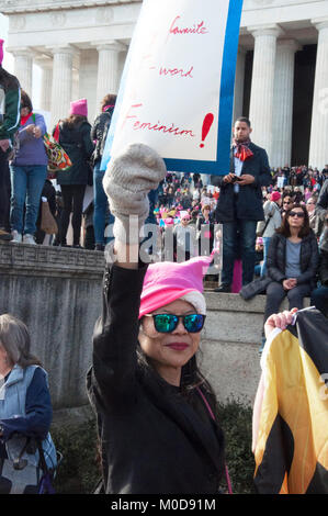 Washington DC, USA. 20 Jan, 2018. Demonstranten nehmen an der Frauen März in Washington DC, USA. Credit: Kirk Treakle/Alamy Leben Nachrichten. Stockfoto