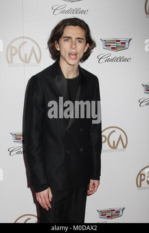 Kalifornien, USA. 20 Jan, 2018. Timothee Chalamet 01/20/2018 Der 29. jährliche Producers Guild Awards statt Im Beverly Hilton in Beverly Hills, CA Foto von Izumi Hasegawa/HollywoodNewsWire.co Credit: Hollywood News Wire Inc./Alamy leben Nachrichten Stockfoto