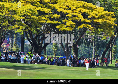 Singapur. 21 Jan, 2018. Der Spanier Sergio Garcia konkurriert in den abschließenden Tag Wettbewerb der SMBC Singapur in Singapur, Jan 21, 2018. Credit: Dann Chih Wey/Xinhua/Alamy leben Nachrichten Stockfoto