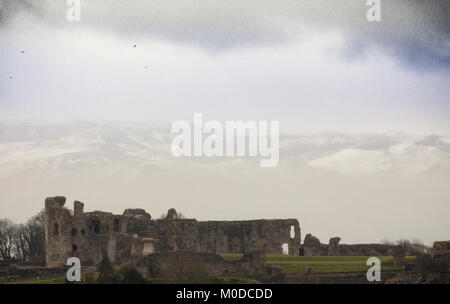 Denbigh Castle oder Castell Dinbych ist einer zerstörten Festung aus dem 13. Jahrhundert befindet sich auf einem Felsvorsprung oberhalb der walisischen Stadt der Denbigh, Denbighshire, Wales Stockfoto