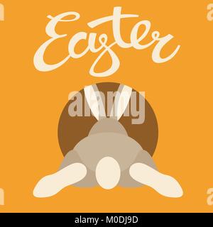 Kaninchen in ein Loch frohe Ostern Vektor-illustration Flat Style Stock Vektor