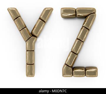 Satz von Buchstaben, Zahlen und Symbole von Gold Bars. 3D-Rendering Stockfoto