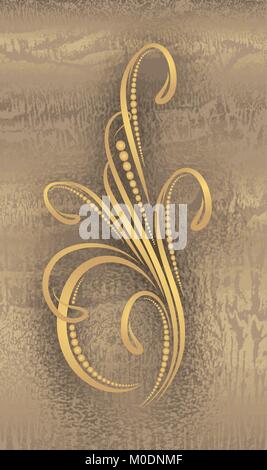 Floraler Abzweig auf grunge Gold gamma Hintergrund Stock Vektor