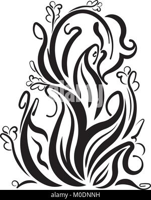 Dekorative blumen Zweig Schwarz und Weiß, Vector Illustration. Stock Vektor
