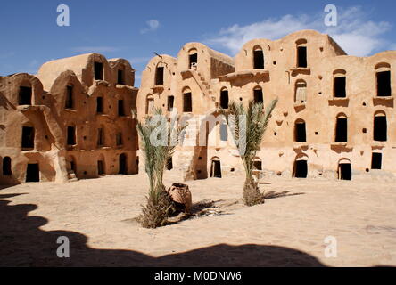 Ksar Ouled Soltane, befestigte Getreidespeicher, Tataouine, Tunesien Stockfoto