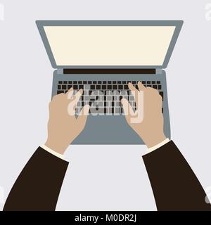Hände auf die Tastatur Vektor-illustration Flat Style Stock Vektor