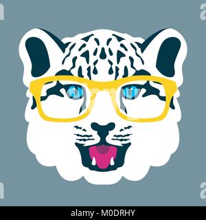 Leopard Gesicht in Gläser Vektor-illustration Flat Style vorne Stock Vektor