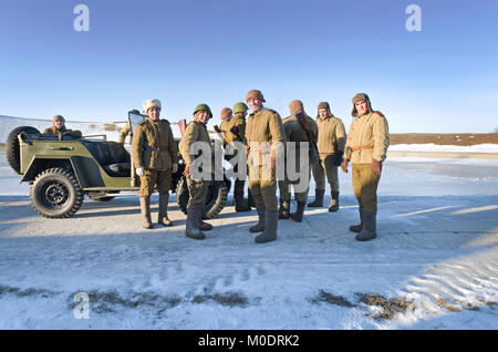 Festival der militärischen Geschichte Russlands des XX Jahrhunderts, Weihnachten Manöver. Region Samara und Togliatti, 5. Januar 2018. Stockfoto