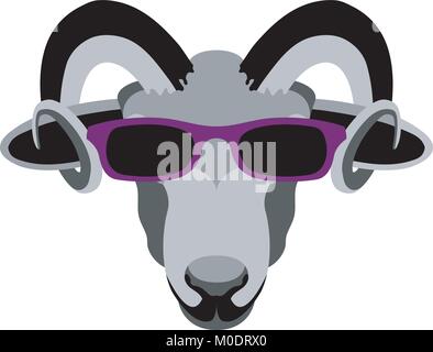 Ram-schaf Gesicht in Gläser Vektor-illustration Flat Style vorne Stock Vektor