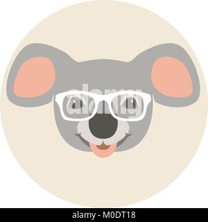 Bär koala Gesicht in Gläser Vektor-illustration Flat Style vorne Stock Vektor