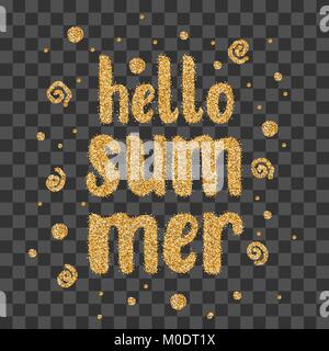 Hallo Sommer golden Sparkle confetti Text Stock Vektor