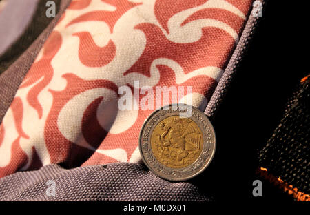 Elemente in einem Rucksack entlang einer bekannten Schmuggel Route für illegale Aktivitäten von Sonora, Mexiko gefunden, gehören Geld, Caridoxen, (Naproxen Carisoprodol), ein Stockfoto