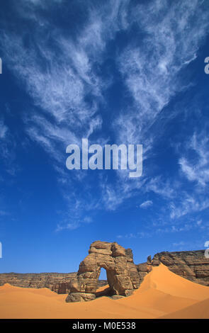 Sandstein Felsformationen im Akakus Gebirge Sahara Libyen Stockfoto