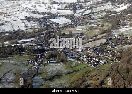 Luftaufnahme des Derbyshire Dorf Eyam, Großbritannien Stockfoto