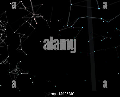 Globales Netzwerk Verbindungen mit Punkte und Linien. Drahtmodell von Design. 3D-Darstellung Stockfoto